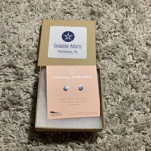 Lucky feather NIB new moon silver plated earrings